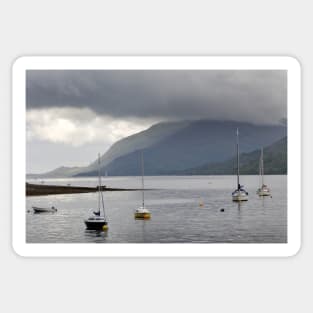 Boats moored in the harbour at Fort William, Scotland Sticker